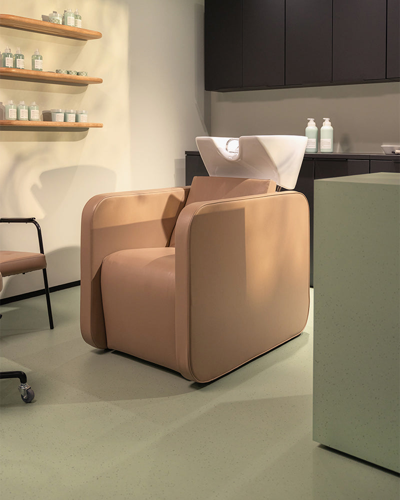 Spirit - Lavatesta con massaggio beige con bacino bianco