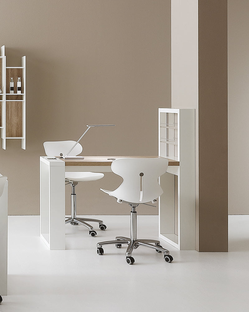 Living - Tavolo per manicure bianco con luce LED - Scaffale integrato - Con aspirazione
