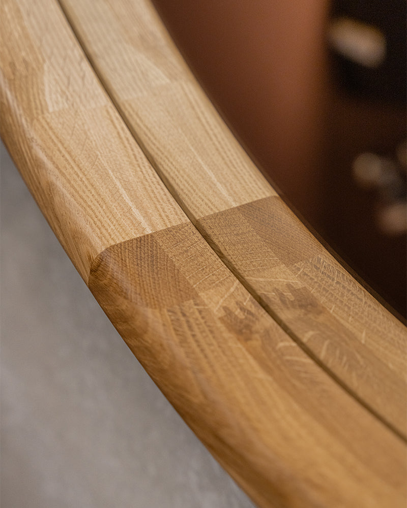 Linea Oak - Specchio da parrucchiere ø100cm in rovere