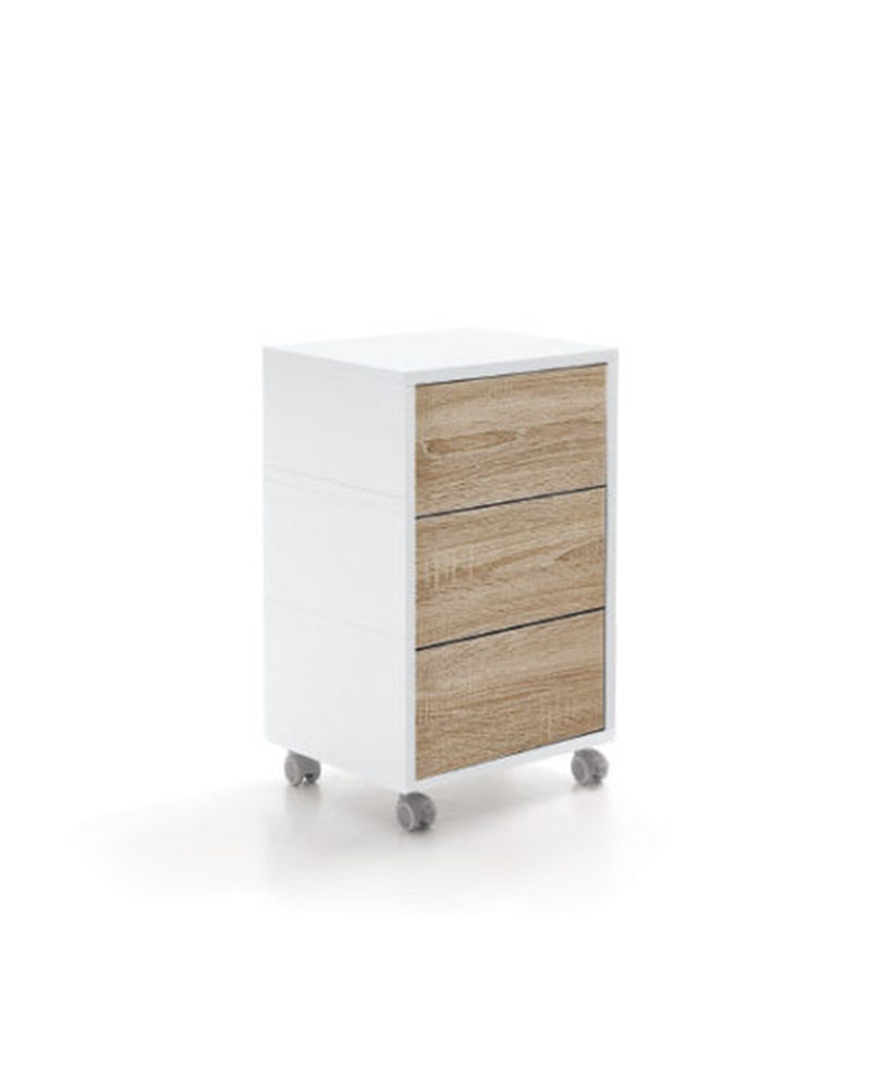Living - Carrello da parrucchiere bianco con ante motivo legno di quercia