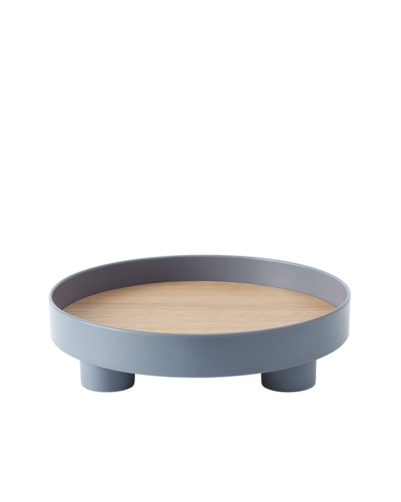 Platform - Vassoio da portata blu con piano in rovere