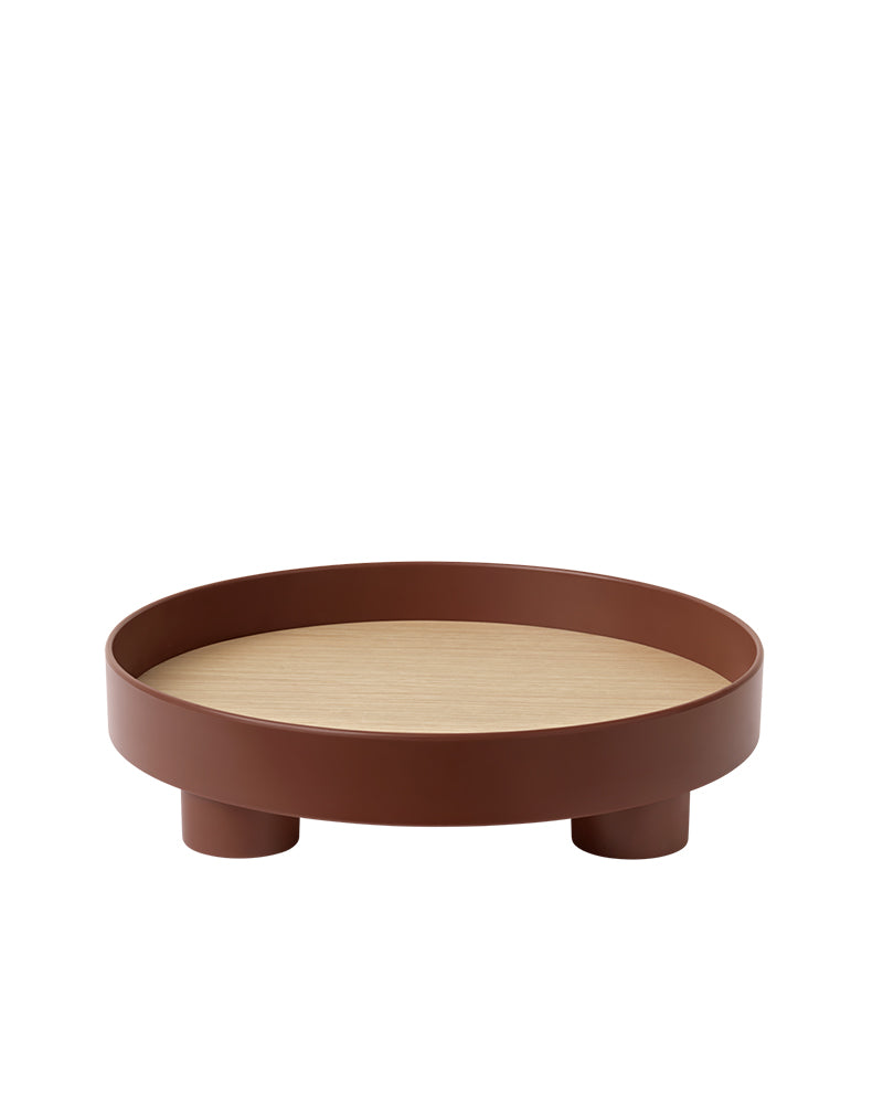 Platform - Vassoio da portata rosso scuro con piano in rovere