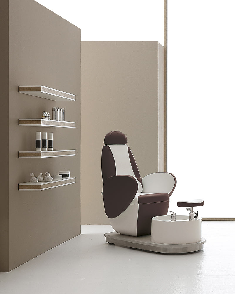 Edge - Poltrona pedicure marrone e bianca - Pediluvio integrato