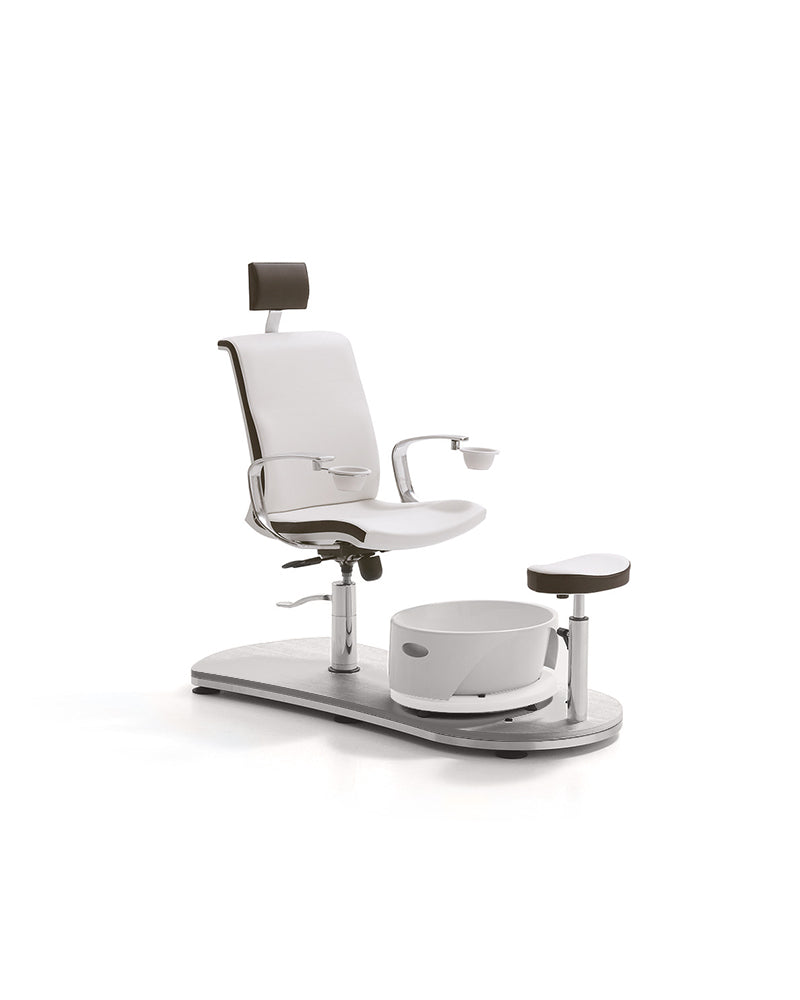 Mini Island - Poltrona pedicure bianca e marrone - Base in acciaio inox