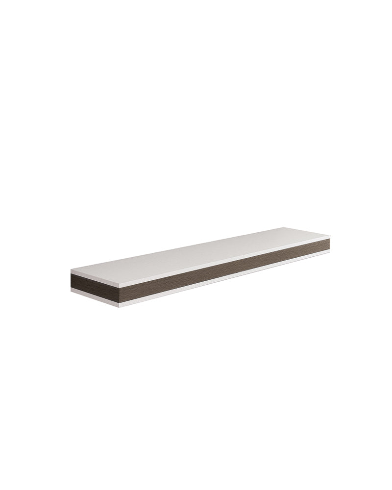 Stratos - Espositore bianco - Bordo in motivo legno wengé