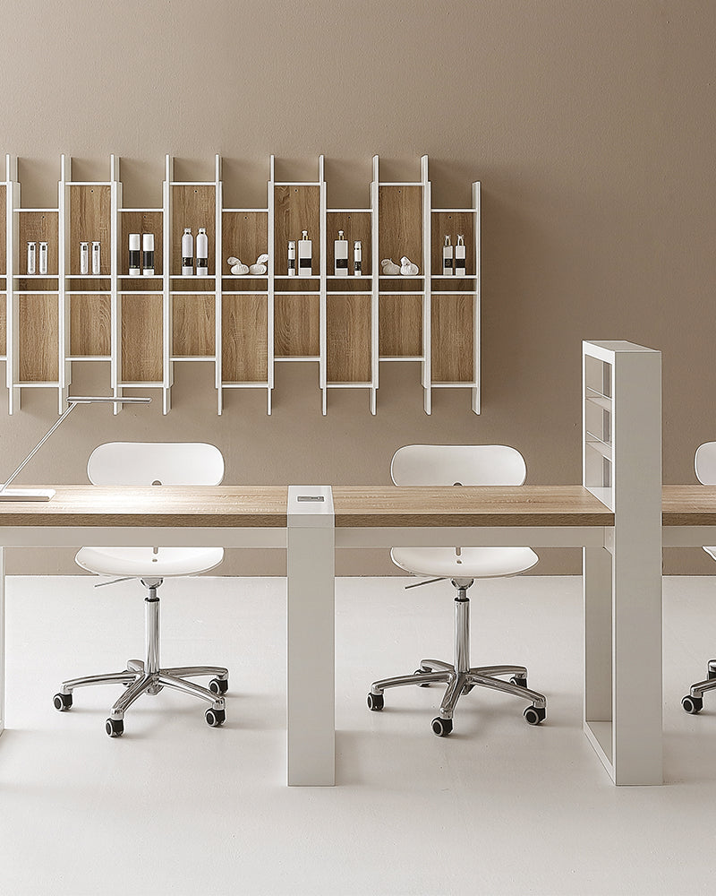 Living - Tavolo per manicure bianco con luce LED - Scaffale integrato - Senza aspirazione
