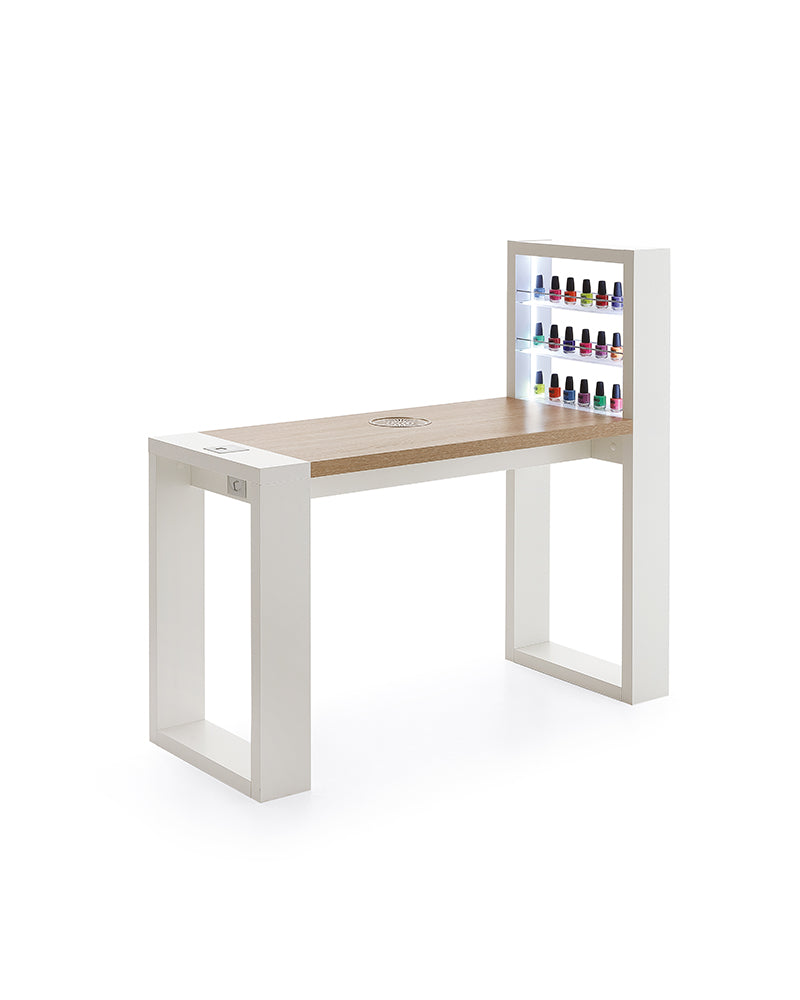 Living - Tavolo per manicure bianco con luce LED - Scaffale integrato - Con aspirazione