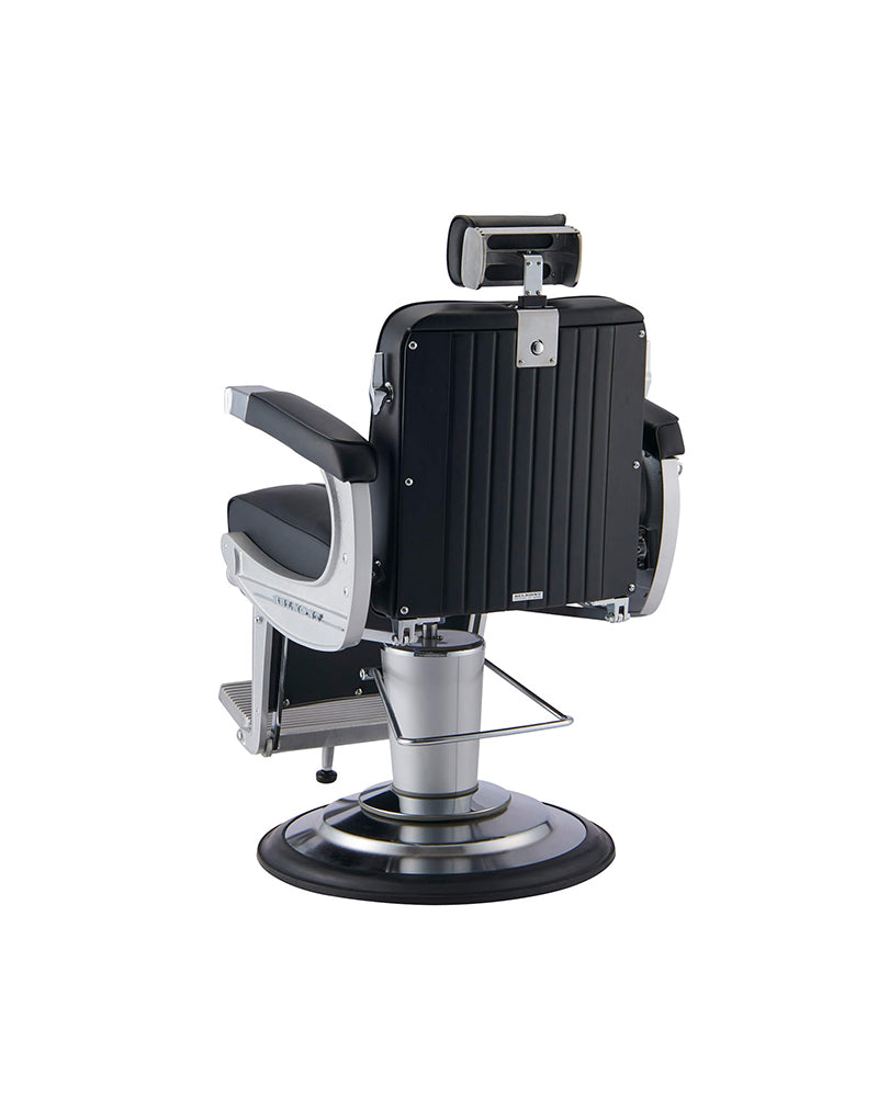 Apollo II - Poltrona da barbiere nera con struttura in ghisa