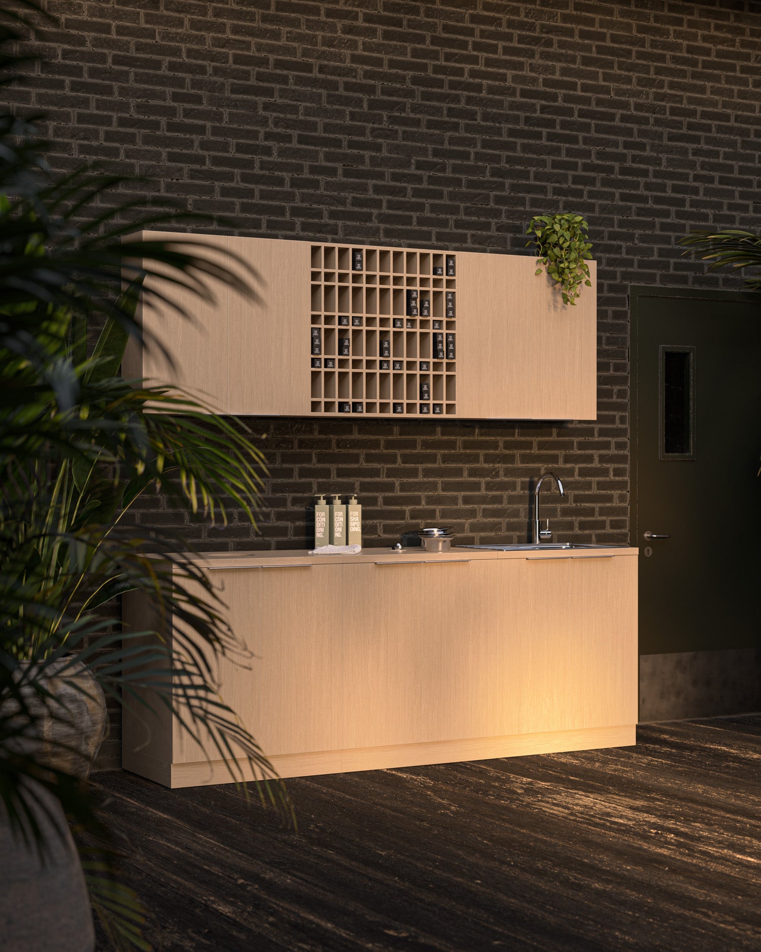 Colorbar lavabo - Armadio lavabo con motivo rovere - Lavabo cromato