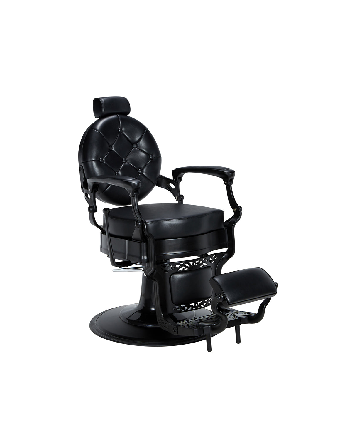Check - Poltrona da barbiere nera con base tonda nera