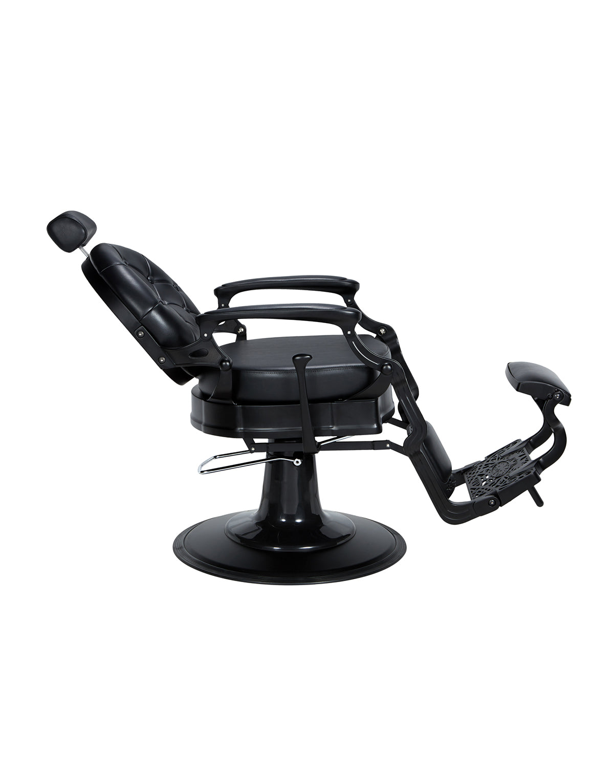 Check - Poltrona da barbiere nera con base tonda nera