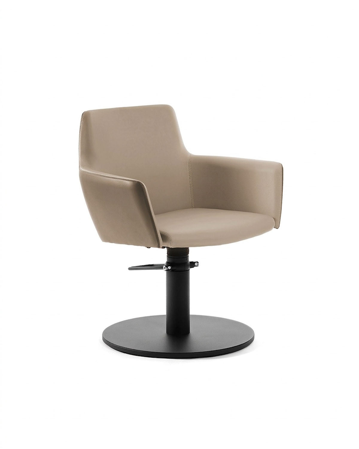 Greiner 38 - Poltrona da parrucchiere beige con base tonda nera