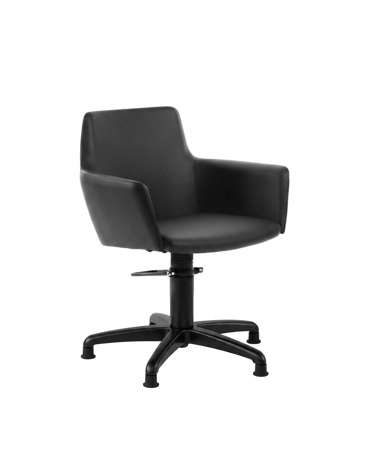 Greiner 38 - Poltrona da parrucchiere nera con base a stella nera