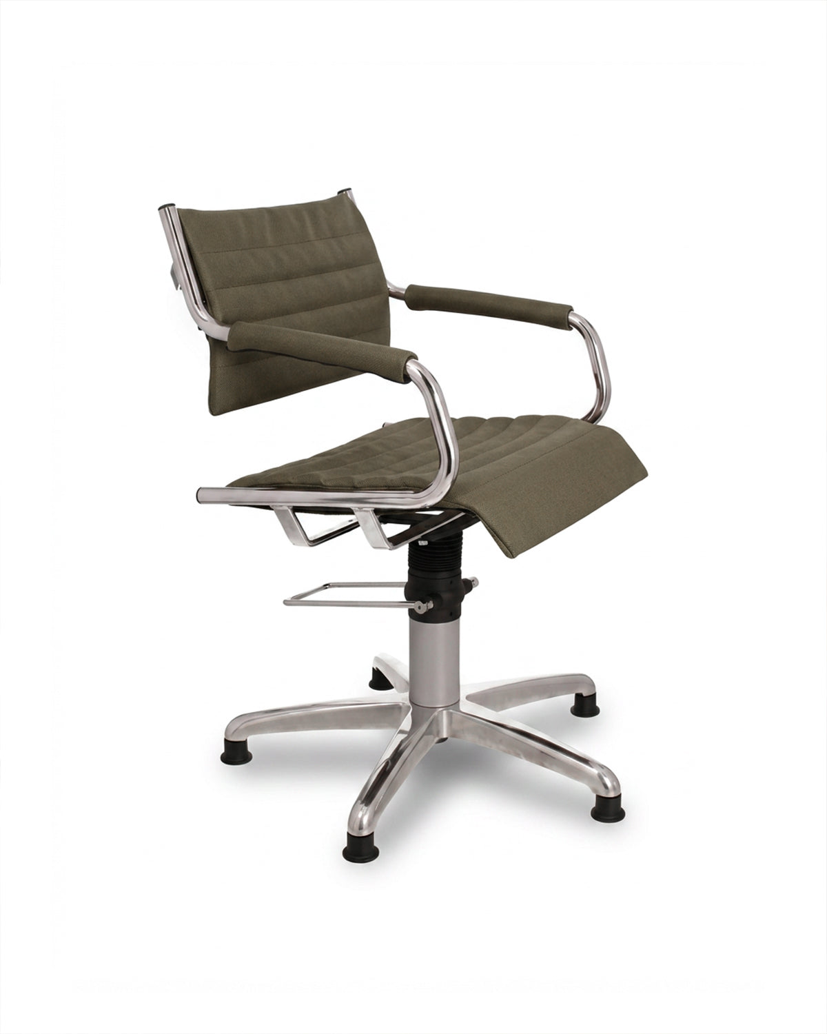 Greiner 59 - poltrona da parrucchiere verde scuro con base a stella cromata