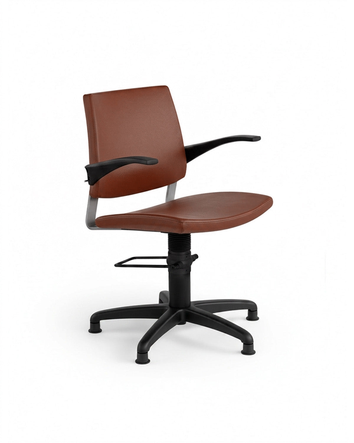 Greiner 22 - Poltrona da parrucchiere marrone con base a stella nera