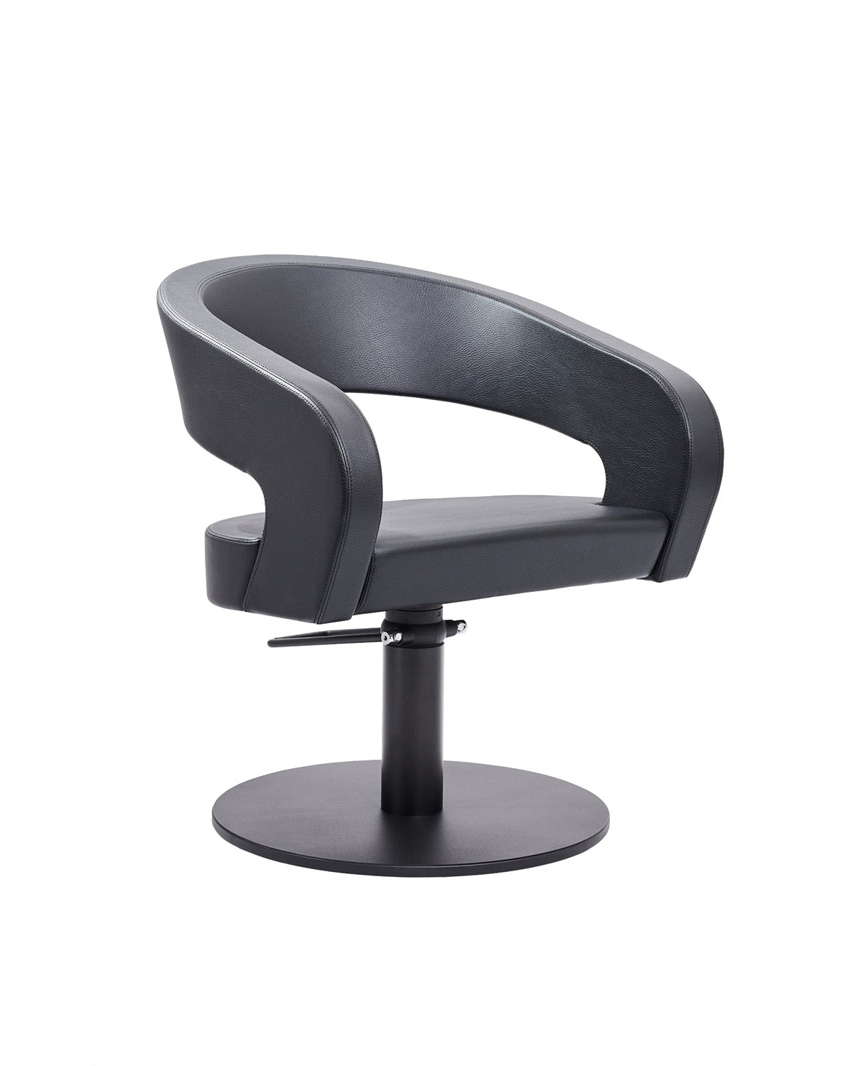 Greiner 50 - Poltrona da parrucchiere nera con base tonda nera