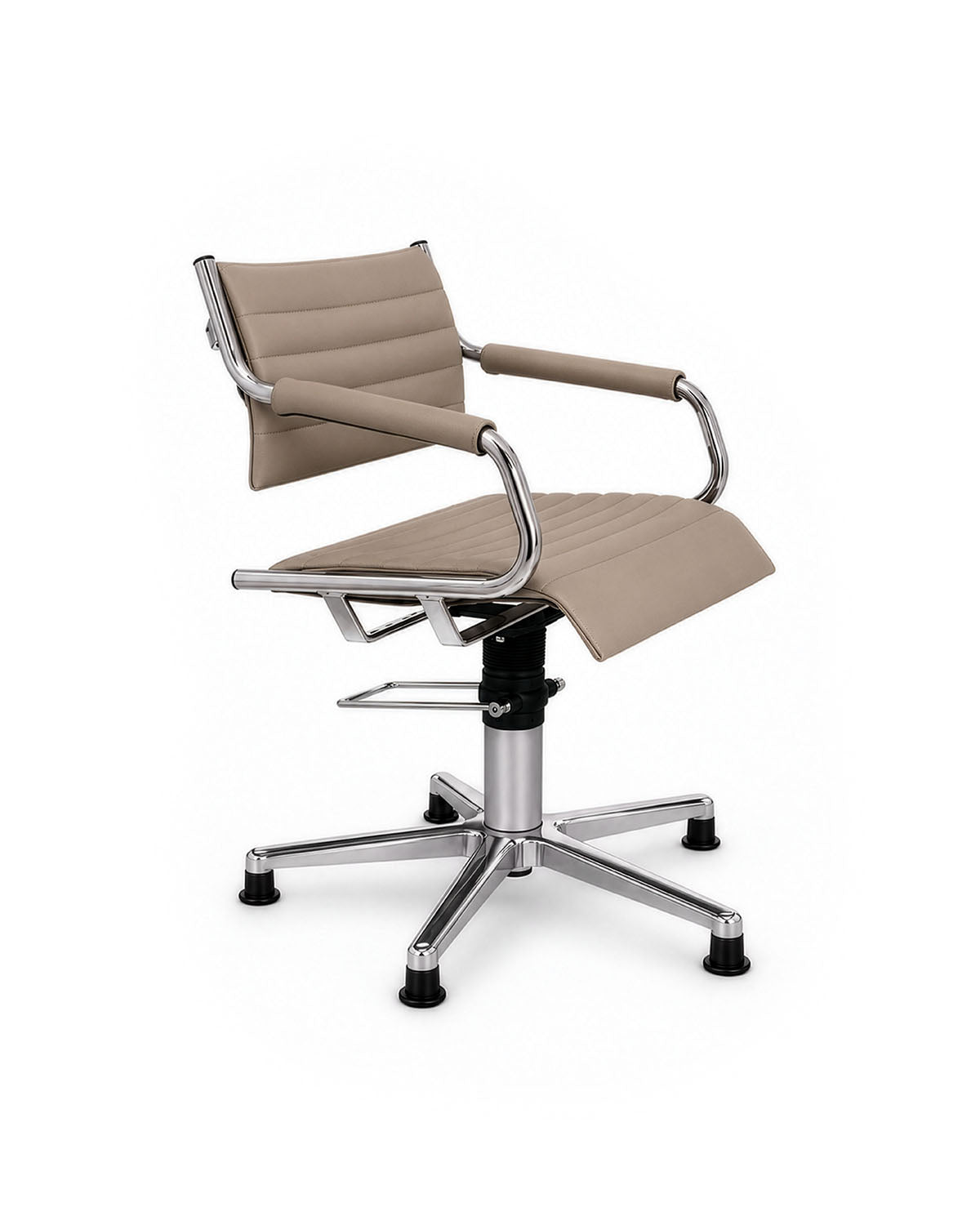 Greiner 59 - poltrona da parrucchiere beige con base a stella cromata