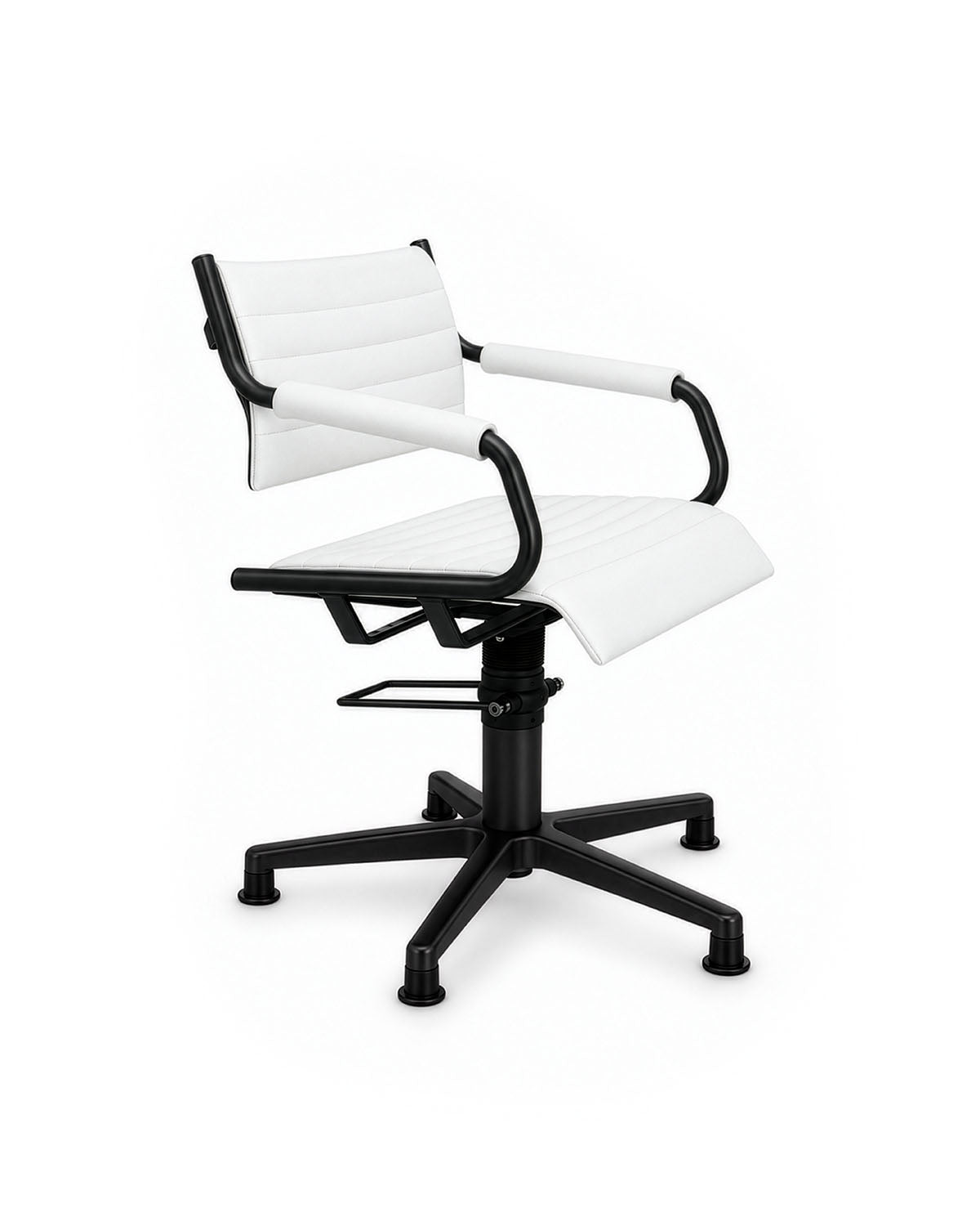 Greiner 59 - poltrona da parrucchiere bianca con base a stella nera