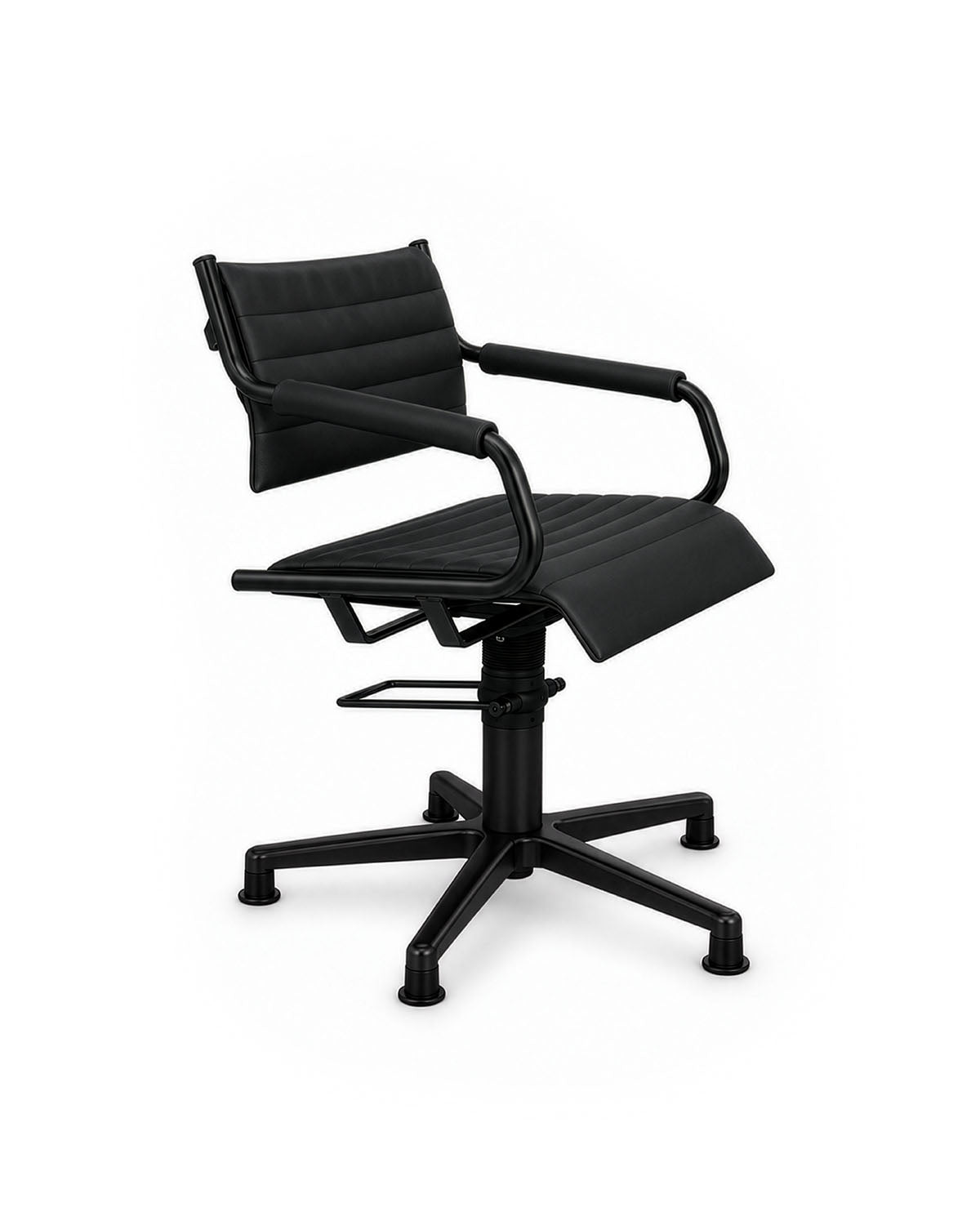 Greiner 59 - poltrona da parrucchiere nera con base a stella nera