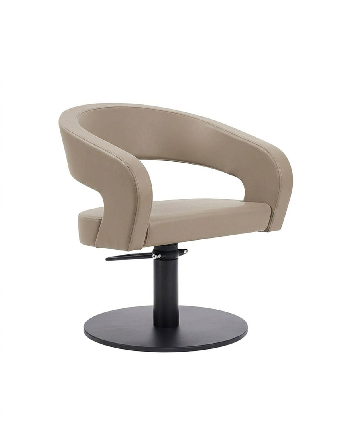Greiner 50 - Poltrona da parrucchiere beige con base tonda nera
