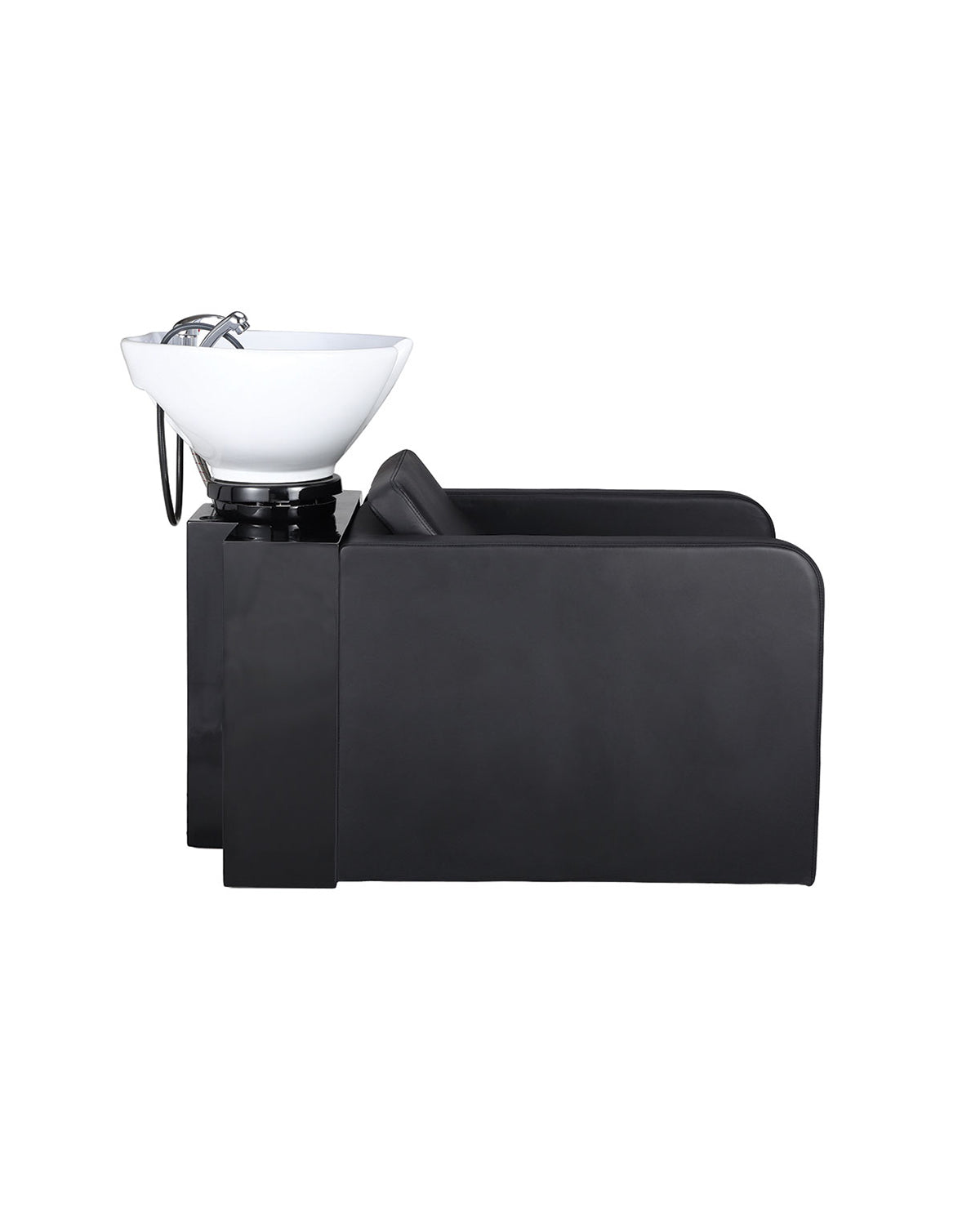 Jacob - Poltrona lavatesta nera con lavabo bianco
