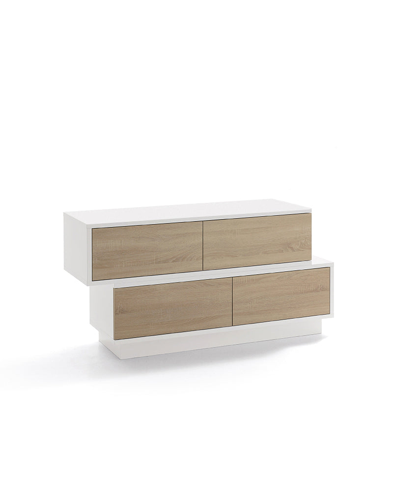 Swing - Bancone reception bianco con cassetti effetto rovere